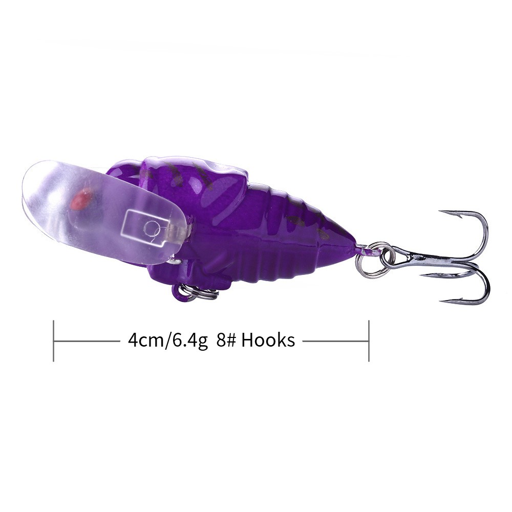 Hengjia 1pcs Bionic Cicada Hard Bait Fishing Lure 4cm/6.4g Ikan Kecil Memancing Floating Crankbait Mematikan Umpan Serangga