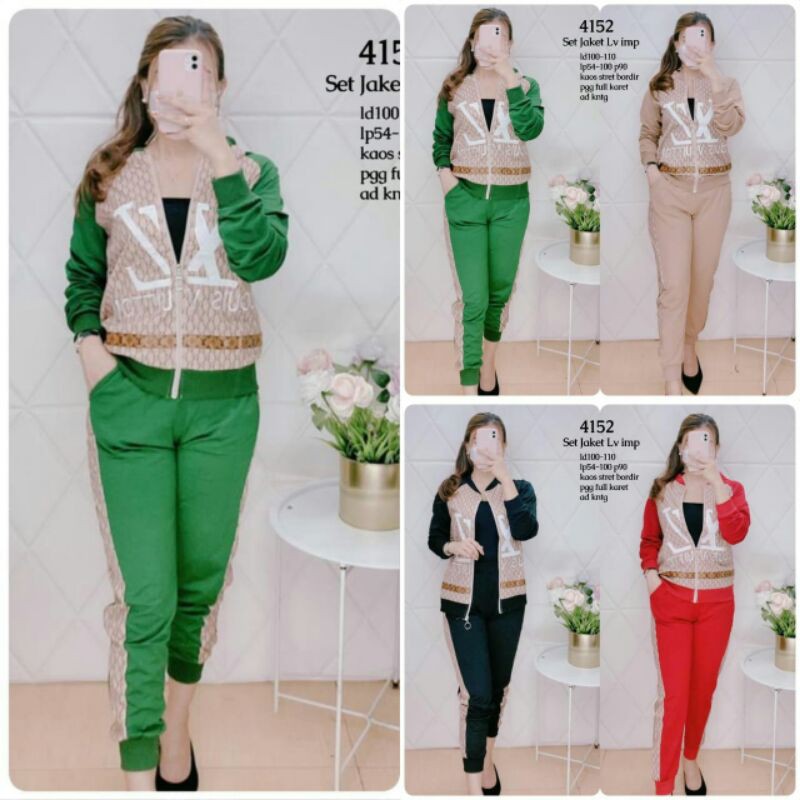 SETELAN JAKET LV KAOS PREMIUM IMPORT 4152