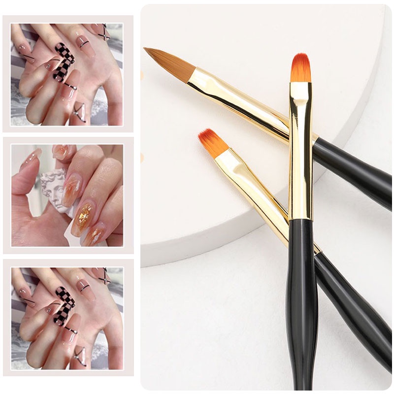 3Pcs/Set Nail art Kuas Liner Garis Seni Kuku Dual End Kuas Kuku