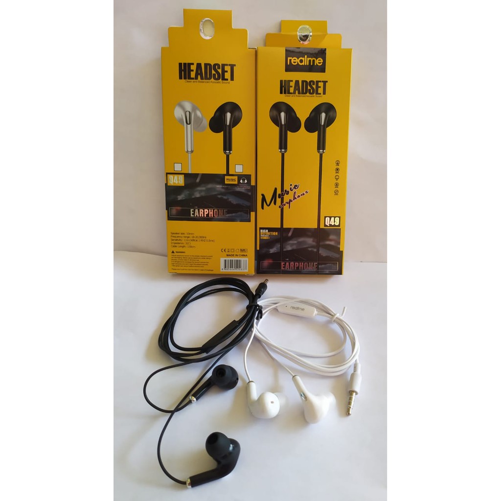 [RO ACC] HEADSET REALME HANDSFREE EARPHONE REALME SUPER BASS MODEL Q49