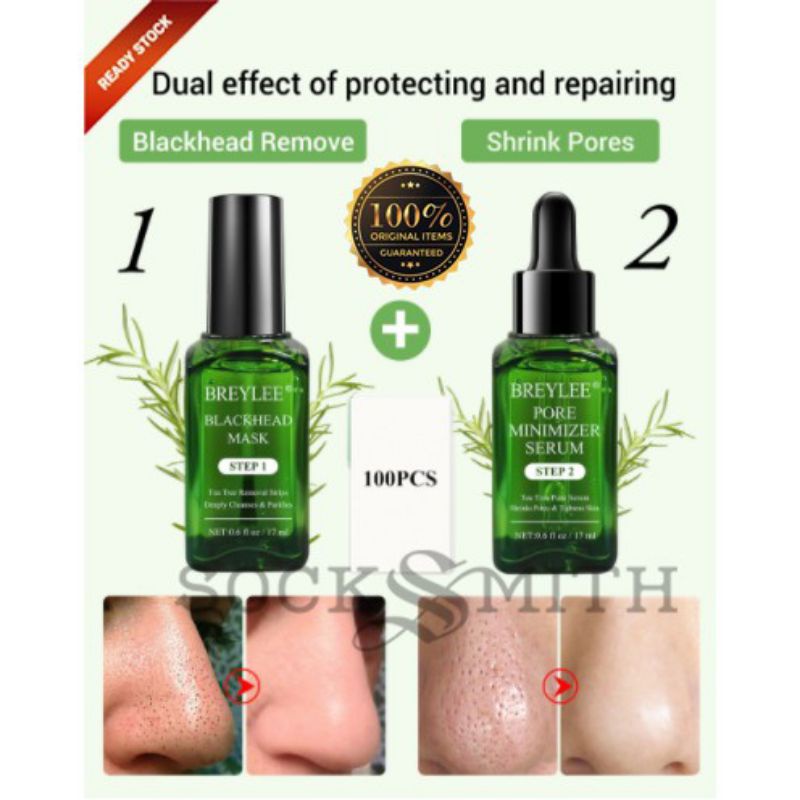 Breylee Blackhead Mask (Step 1) dan (Step 2) | Masker Pencabut Komedo pembersih komedo