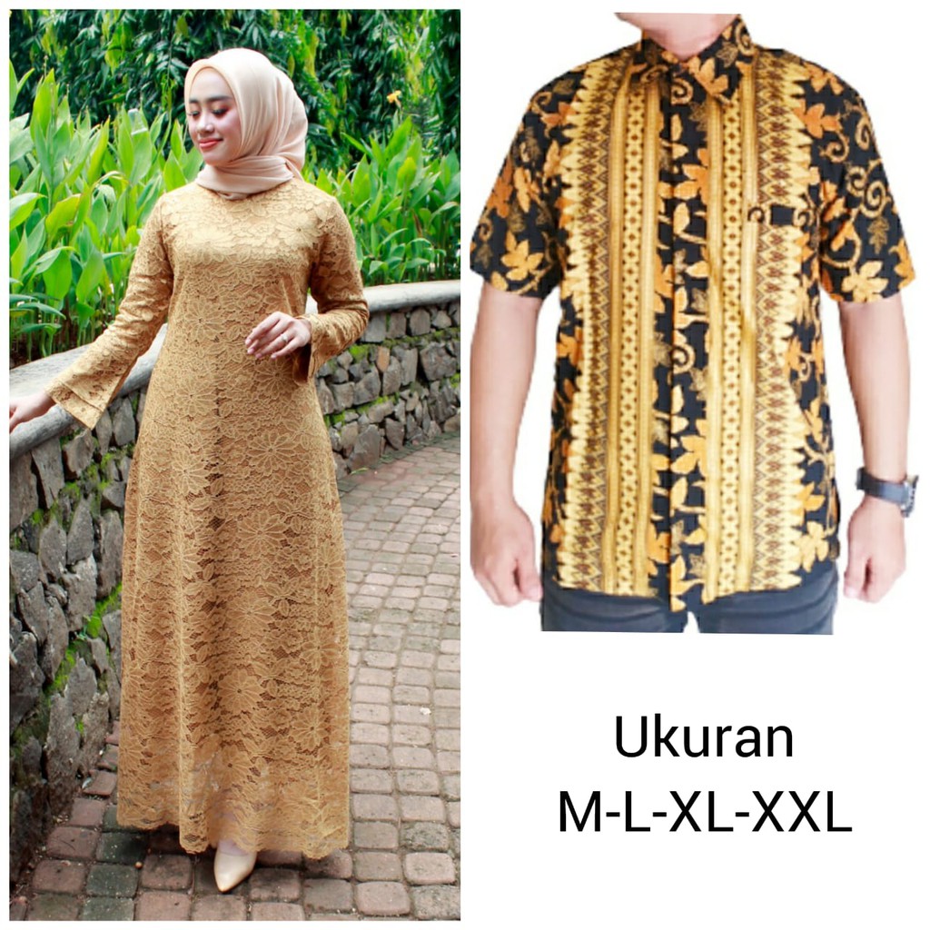 TERMURAH COUPLE GAMIS BRUKAT/COUPLE KELUARGA/GAMIS KONDANGAN/WSUDA/PESTA/GAMIS SERAGAM