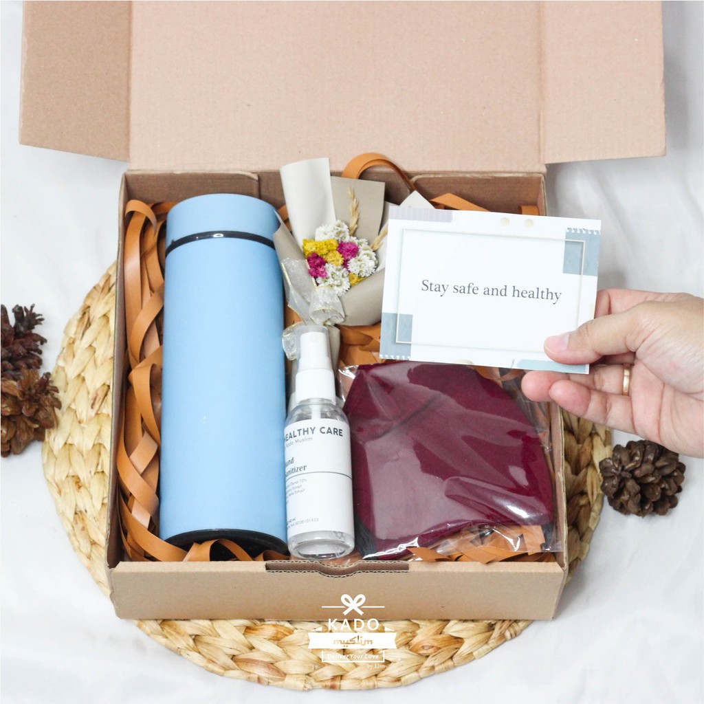 Paket Gift Healthy Care Set Masker Tumbler Kaca Handsanitizer Kado Box Murah Hadiah Spesial Souvenir