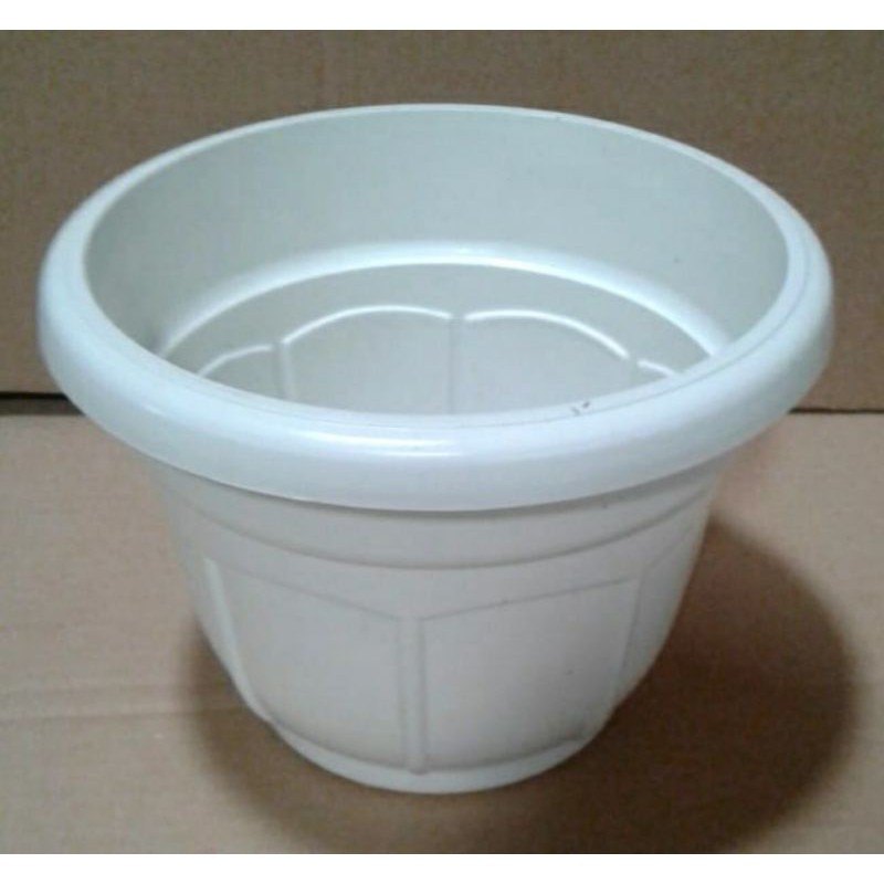 Pcs Pot Bunga Paket 3 Pot Tanaman Bulat Diameter 28 cm Warna Putih Bahan Plastik Bunga 30 | Diameter