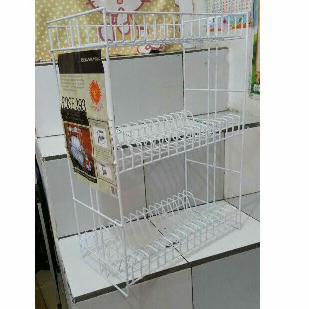 RAK PIRING SUSUN 3 KAWAT BESI (ROSE393)/RAK PIRING GANTUNG/DUDUK /RAK BESI SUSUN 3