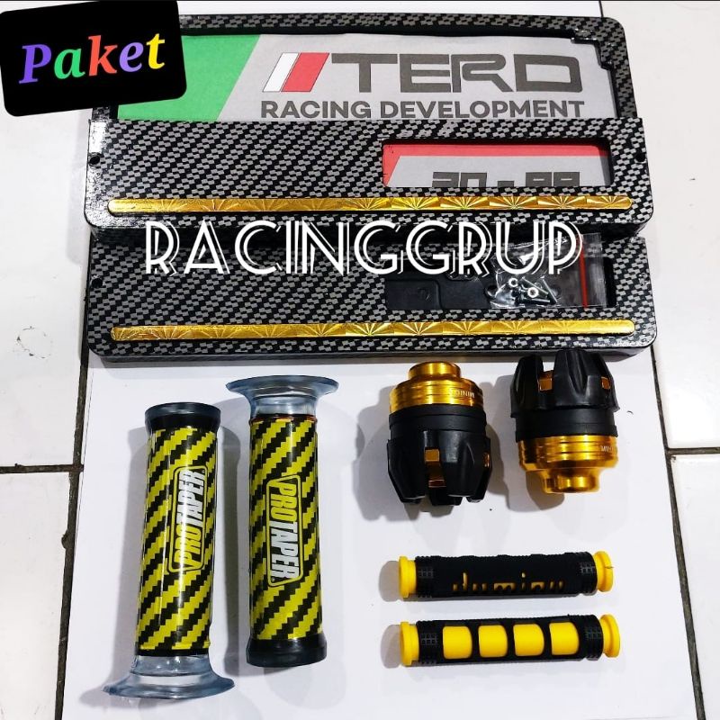 Paket plat carbon honda yamaha suzuki kawasaki komplit jalu as naga grip carbon karbon karet rem