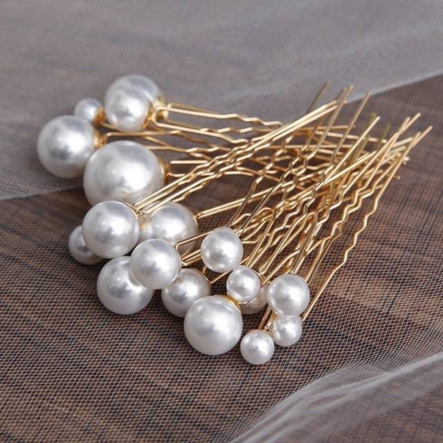 Wedding headdress pearl hair pin set