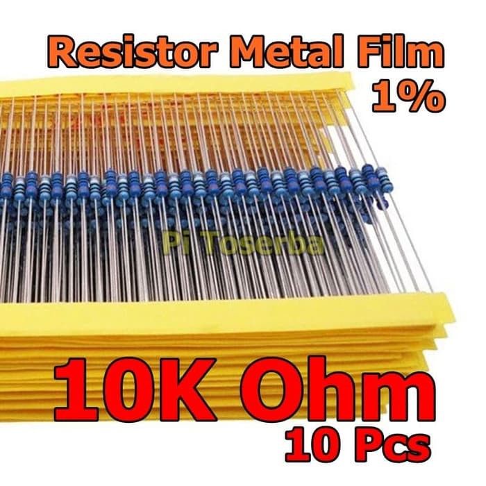 Per 10pcs Resistor Metal Film Nilai 10K Ohm 0.25 watt