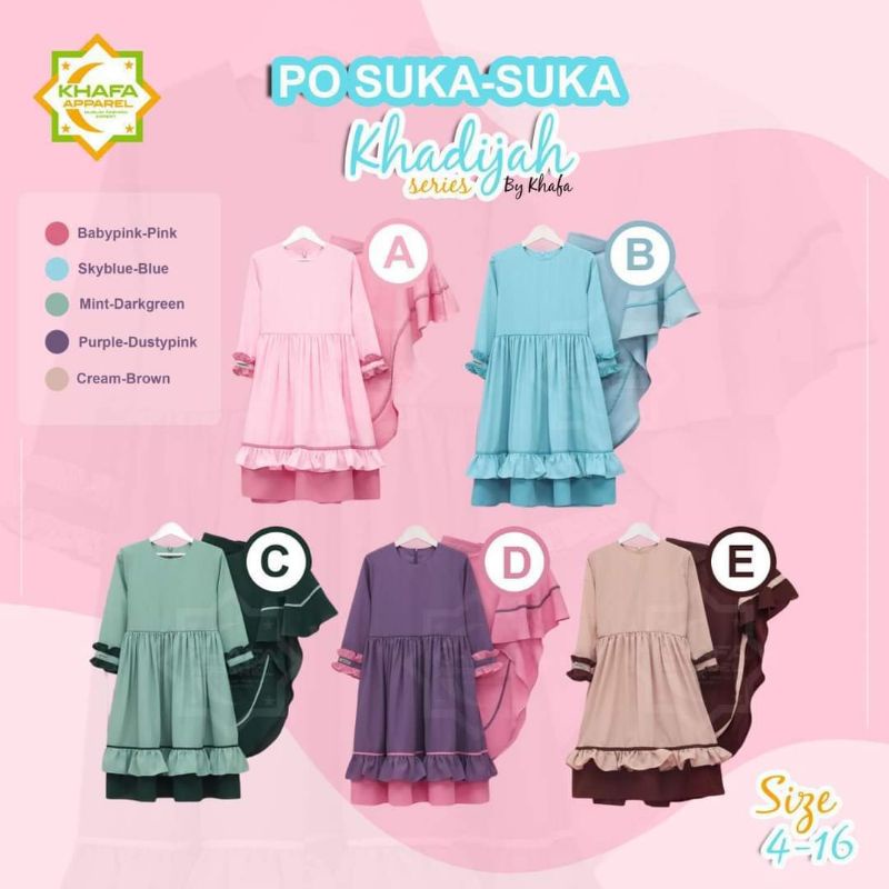 READY set gamis khadijah by khafa apparel/setelan gamis kerudung anak perempuan lucu branded murah