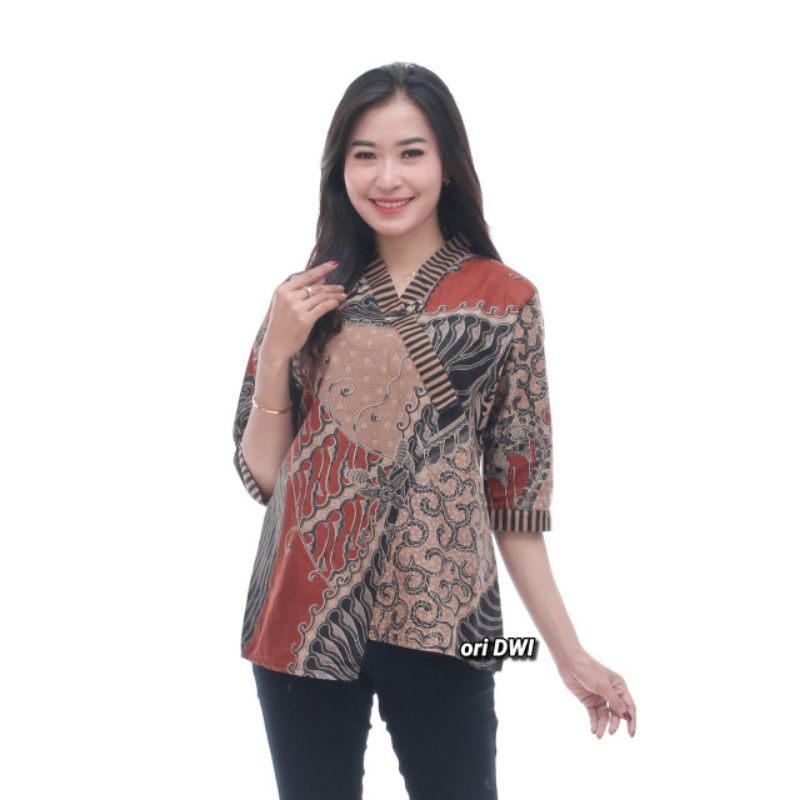 M-L-XL-XXL Batik wanita ASJ SA HRB026 Kenongo Kemeja Tosca Pendek-B.cap dwi