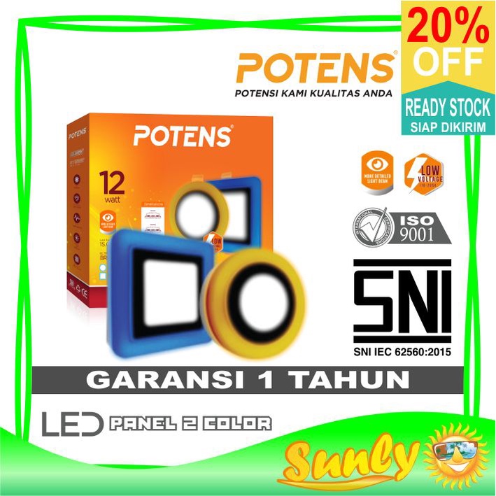 ☀ Sunly ☀ A152 Potens Lampu LED Panel Down Light Warna 2 Colour Bulat Petak Garansi Import