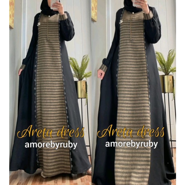 MAXI DRESS ARETA GAMIS WANITA TERBARU ORIGINAL AMORE BY RUBY ABAYA MEWAH FASHION MUSLIM TERKINI BAJU