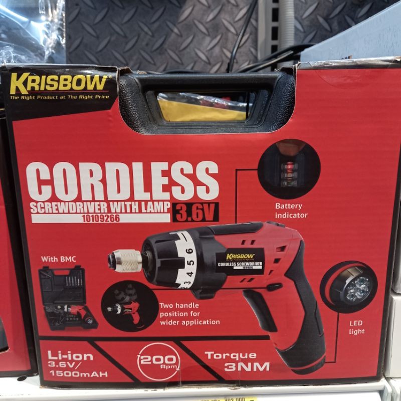 Cordless screwdriver krisbow obeng nirkabel dengan lampu