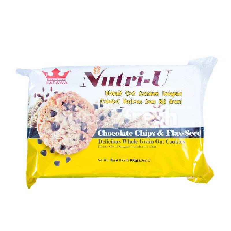 Biskuit Tatawa Nutri U Chocolate Chips &amp; Flax Seed Cookies 160 Gram