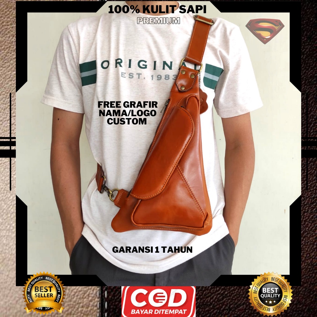 [TOPGUN] Waistbag Slingbag Dada Pistol Kulit Asli Cowok Cewek Pria Wanita Laki Perempuan COD / Tas K