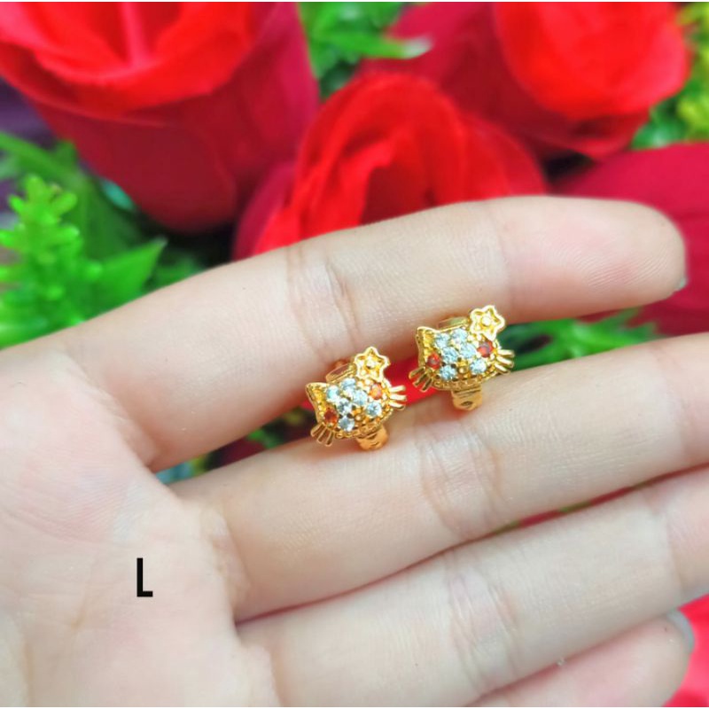 Anting Anak Jepit Permata Zircon Gold