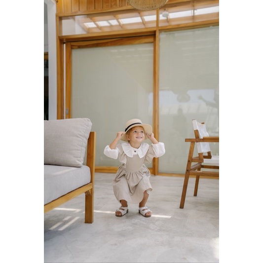 KASA - Salopette Rok Tali Anak Dengan Ruffle Linen Overalls Overall KADO ULANG TAHUN BAYI MURAH OYSTER PINK COKELAT TERAKOTA teracotta