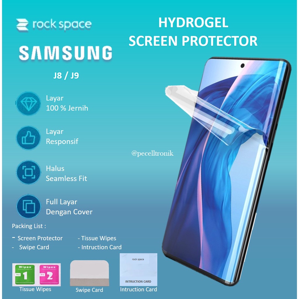 Rock Space Anti Gores Screen Protector Hydrogel Pelindung Layar Samsung J8 J9 Bening Clear Blue Ligh