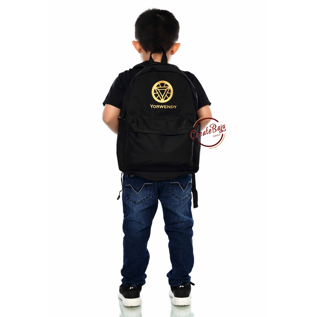 TAS RANSEL ANAK SEKOLAH UNISEX HITAM POLOS TAS SEKOLAH ANAK KUALITAS PREMIUM (FREE CUSTOM NAMA)