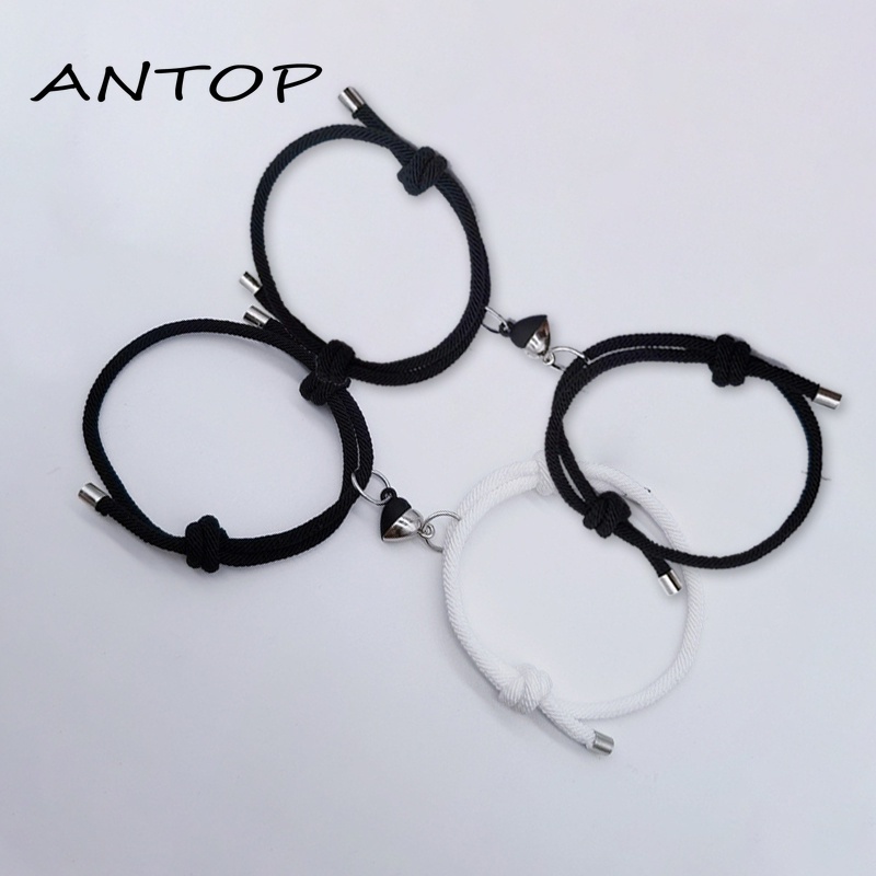 2 Pcs Pasangan Gelang Magnet Adjustable Pesona Gelang Cinta Aksesoris Fashion Hadiah ANTOP