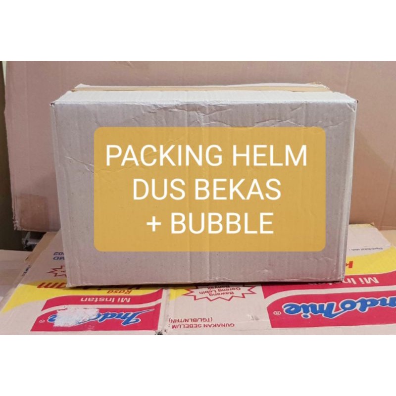 Kardus box rekondisi ukuran box indomie Packing Helm + Bubble Toko2018Mandiri