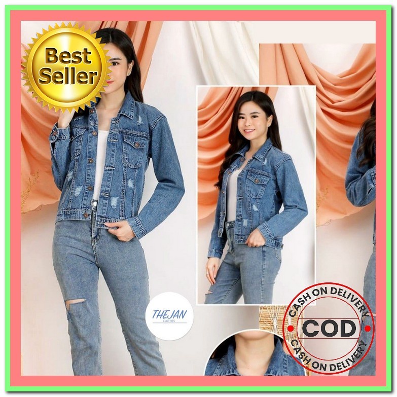 Jaket Jeans Wanita Oversize Korean Style Jaket Levis Lepis Denim Jaket Wanita Terbaru Kekinian Viral
