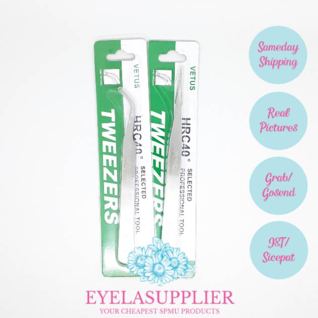 Vetus Tweezer lurus bengkok Pinset Eyelash Extension