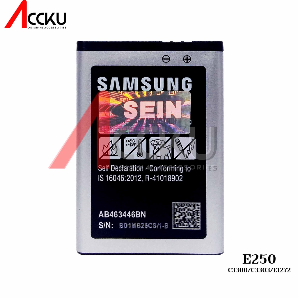 E250 85% Battery Samsung 100% Baterai Samsung Galaxy Champ E250 / C3303 / C3300 / AB463446BU 85%