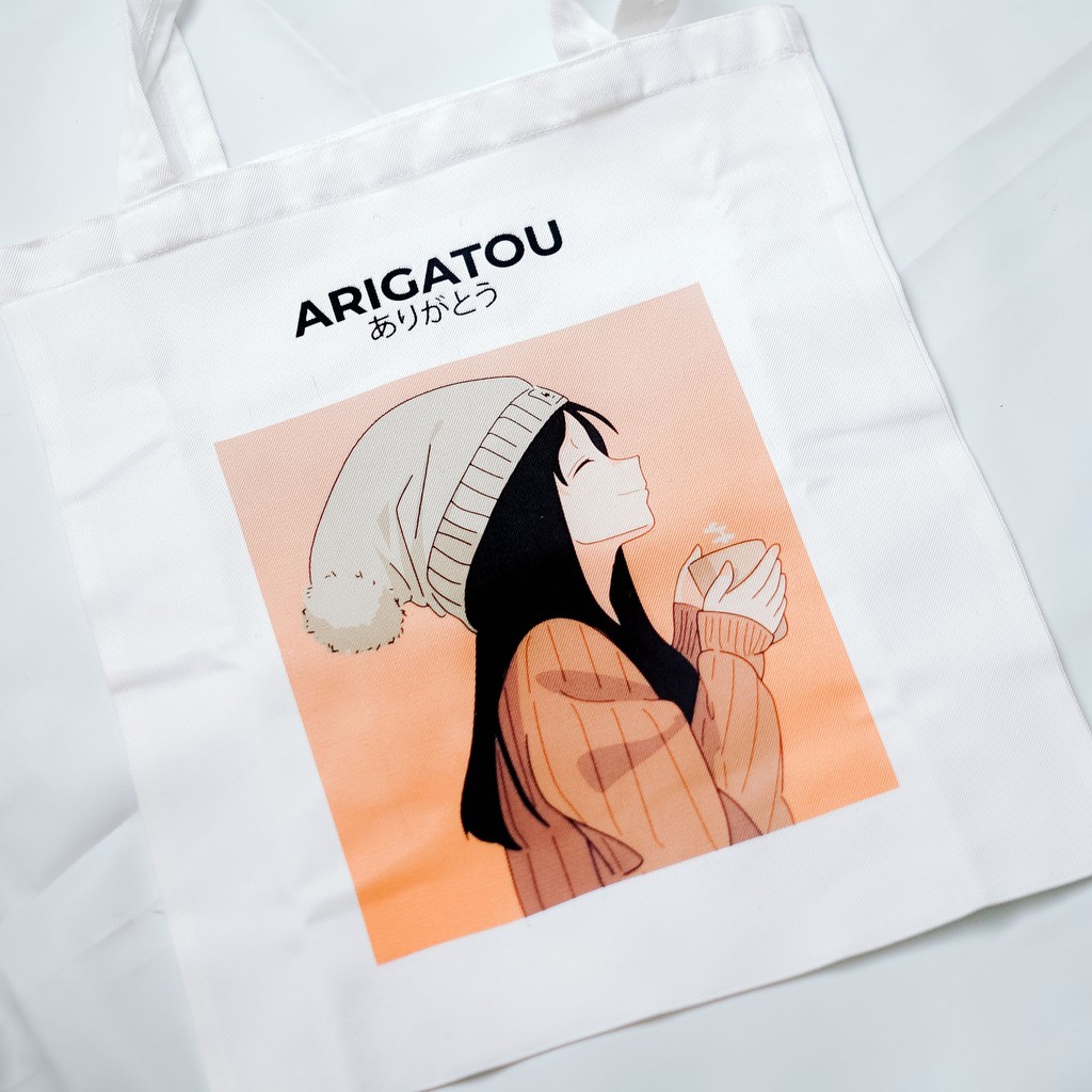 SALE TOTE BAG WANITA ANIME / ARIGATOU / TOTEBAG KANVAS CUSTOM