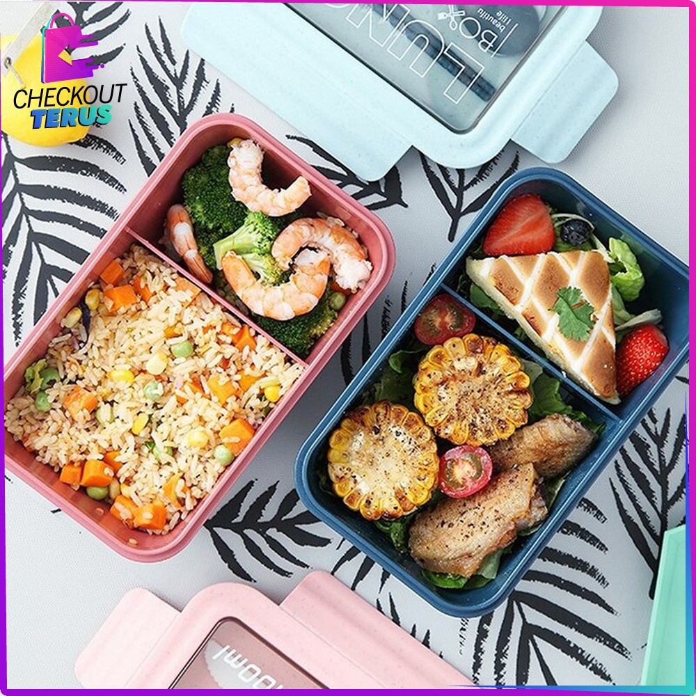 CT C479 Kotak Makan BPA FREE Tempat Makan Lunch Box Set Free Sendok Garpu Kotak Makan Transparant Bento Box