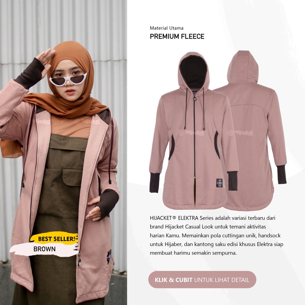 ✅Beli 1 Bundling 4✅ Hijacket ELEKTRA Original Jacket Hijaber Jaket Wanita Muslimah Azmi Hijab-4