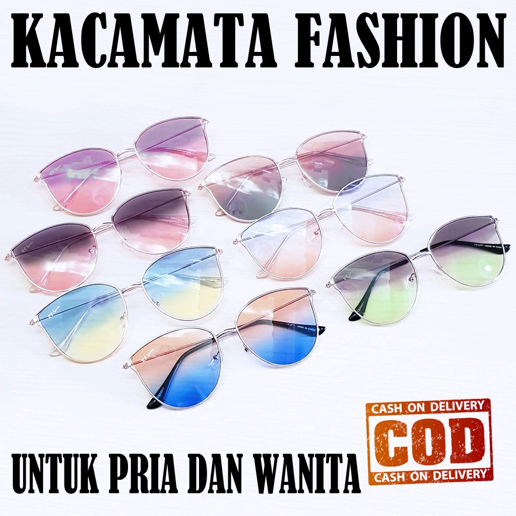 Kacamata Vintage Fashion Wanita Pria Kaca Mata Fashion Oval Dewasa Dual Color Sunglasses Sunnies