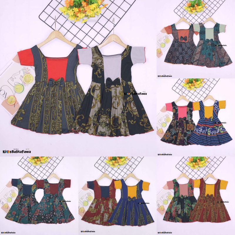 [BATIK] Dress Nadine uk 1-5 Tahun / Dres Pesta Anak Perempuan Murah Harian Pakaian Baju Cewek Imp