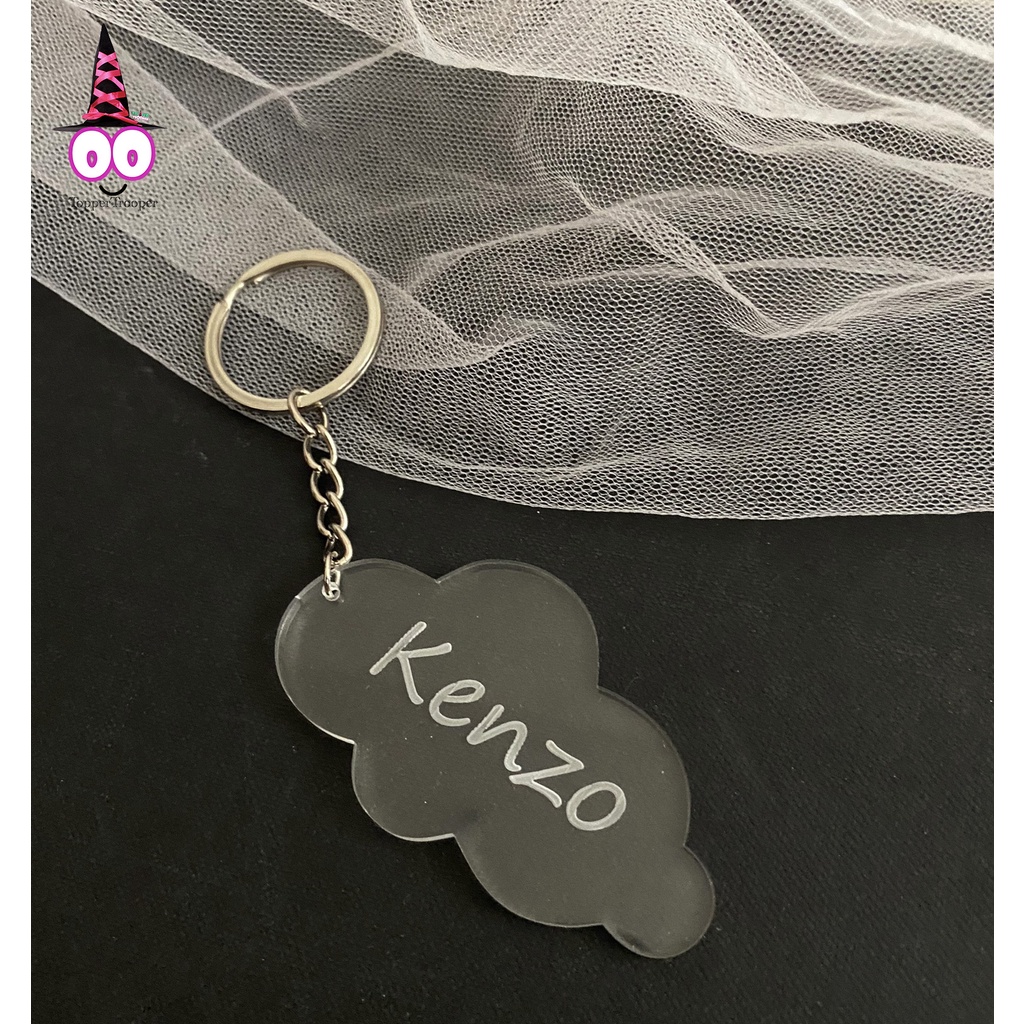 Gantungan Kunci Awan Akrilik CUSTOM Nama | Keychain Cloud Grafir Nama | Ganci Akrilik Nama Tulisan Hadiah Souvenir Hampers