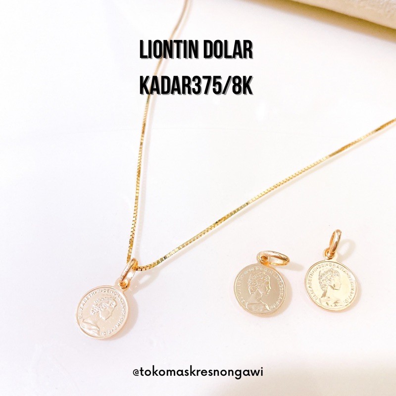 liontin emas dolar kadar 375/8K emas asli