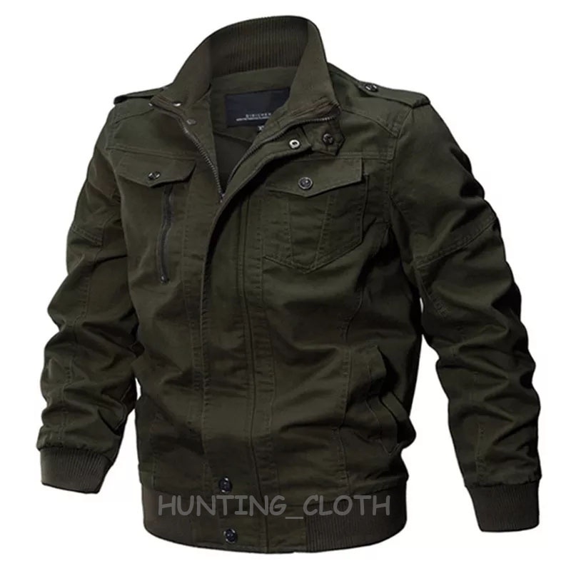 JAKET BOMBER PRIA MILITARY KLASIK HUNTING NWS D2BLACK-6