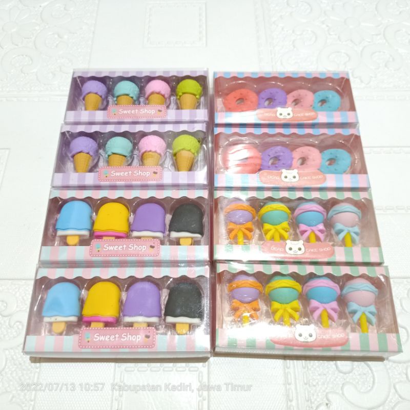 

PENGHAPUS PENSIL LUCU MODEL ICE CREAM DONAT LOLLIPOP POPSICLE / PENGHAPUS LUCU SET / PENGHAPUS MURAH