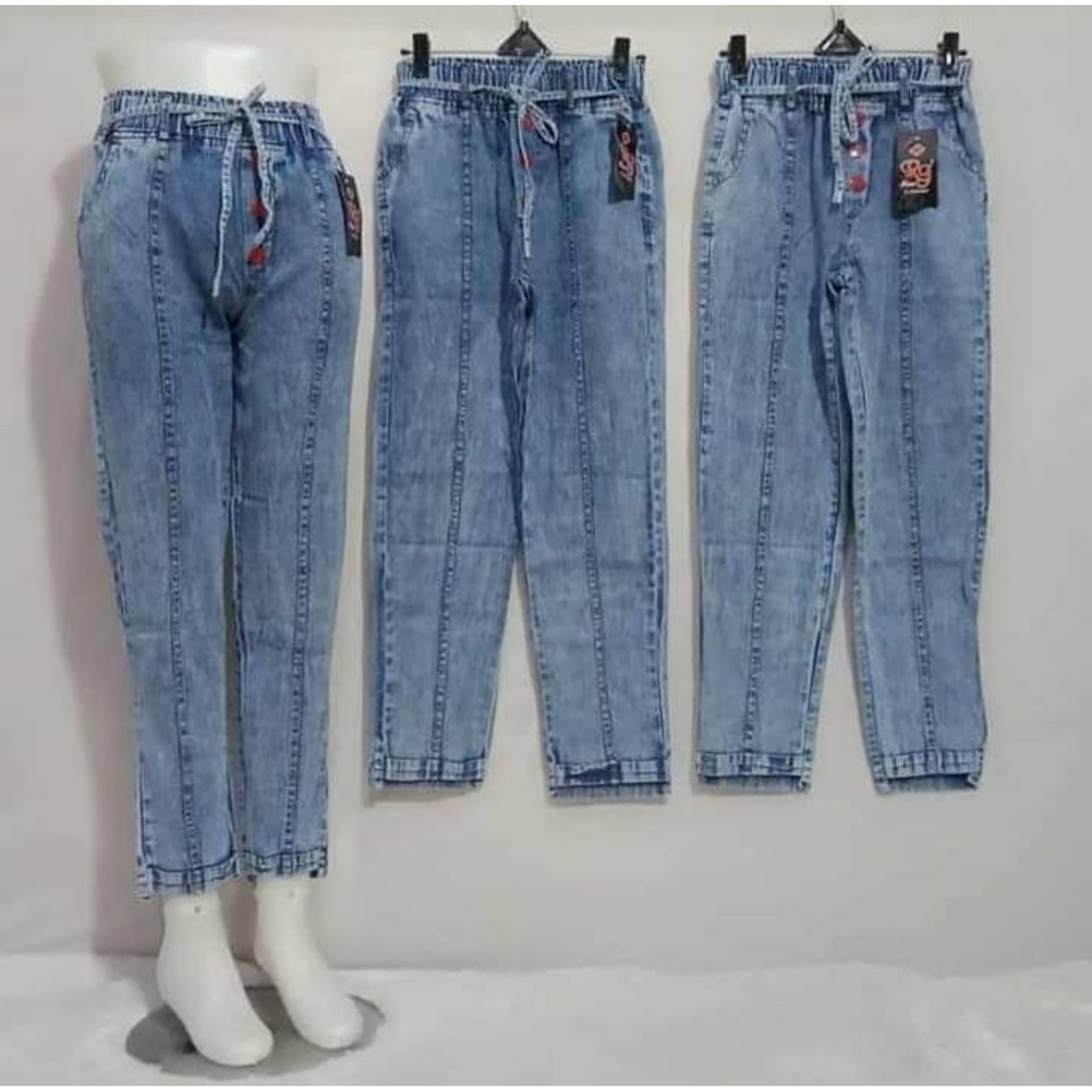 [OBRAL] BAGGY PANT JEANS KEKINIAN PINGGANG KARET SAKU KANAN KIRI MATT JEANS WASH