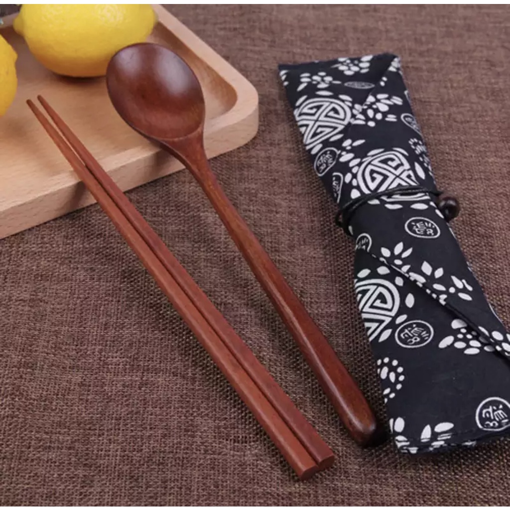Sujeo Set / Sendok sumpit kayu korea / Sendok sumpit kayu jepang / sendok sumpit panjang