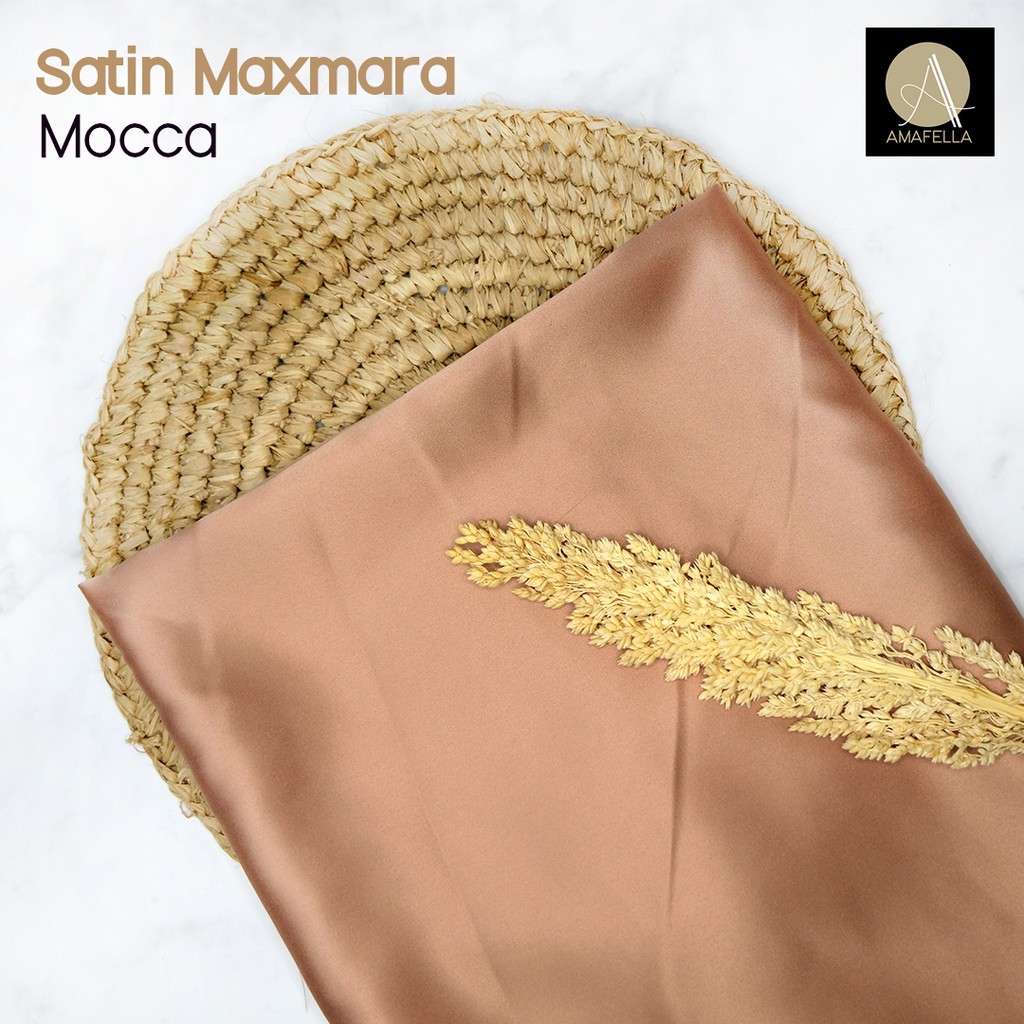1/2 meter Kain Satin Maxmara / Sateen Velvet Premium Mocca