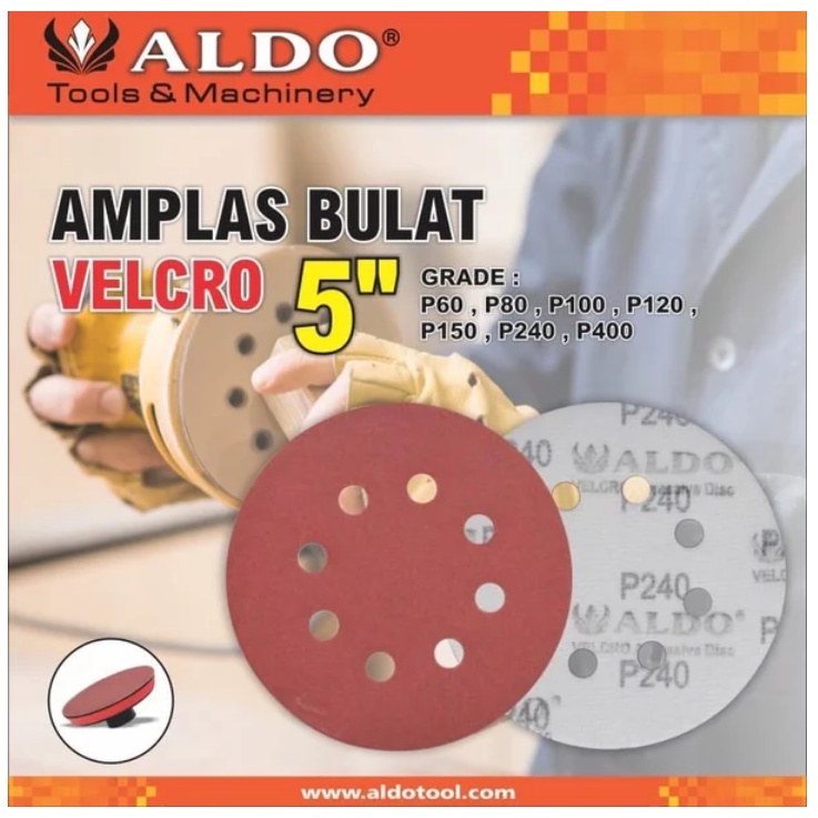 ALDO AMPLAS bulat velcro 5 inch GRIT 600 lubang hamplas