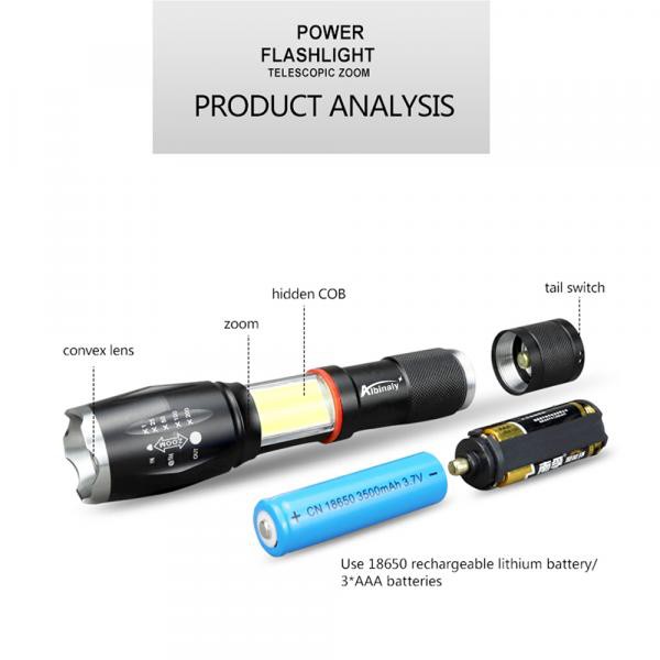 Paket Senter LED Torch Cree XM-L T6 8000 Lumens + Charger + Box - E17 COB--TaffLED