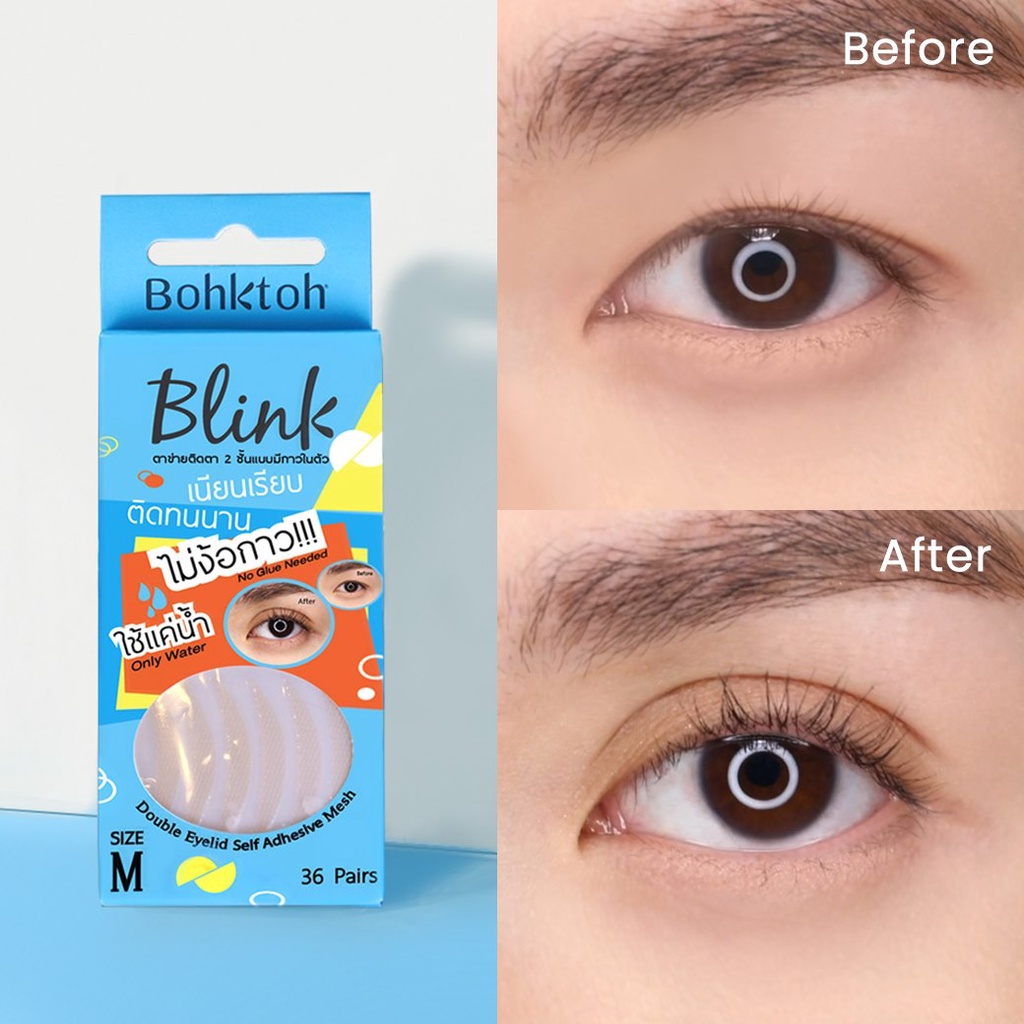 BOHKTOH Skot Mata Blink Double Eyelid Self Adhesive Mesh + Free Aplikator Thailand | Stiker Eye Lid | No Glue Only Water Skot Mata Jaring isi 36 pasang