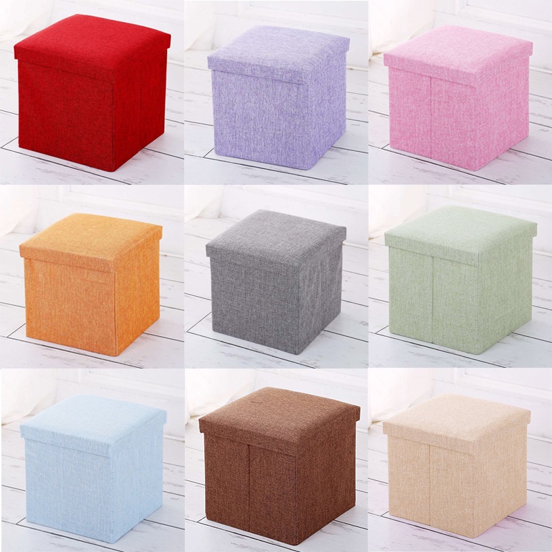 Storage Box Stool Foldable Kotak Penyimpanan Tempat Lipat Sofa Toy Box Kotak Organizer Container Baju Mainan