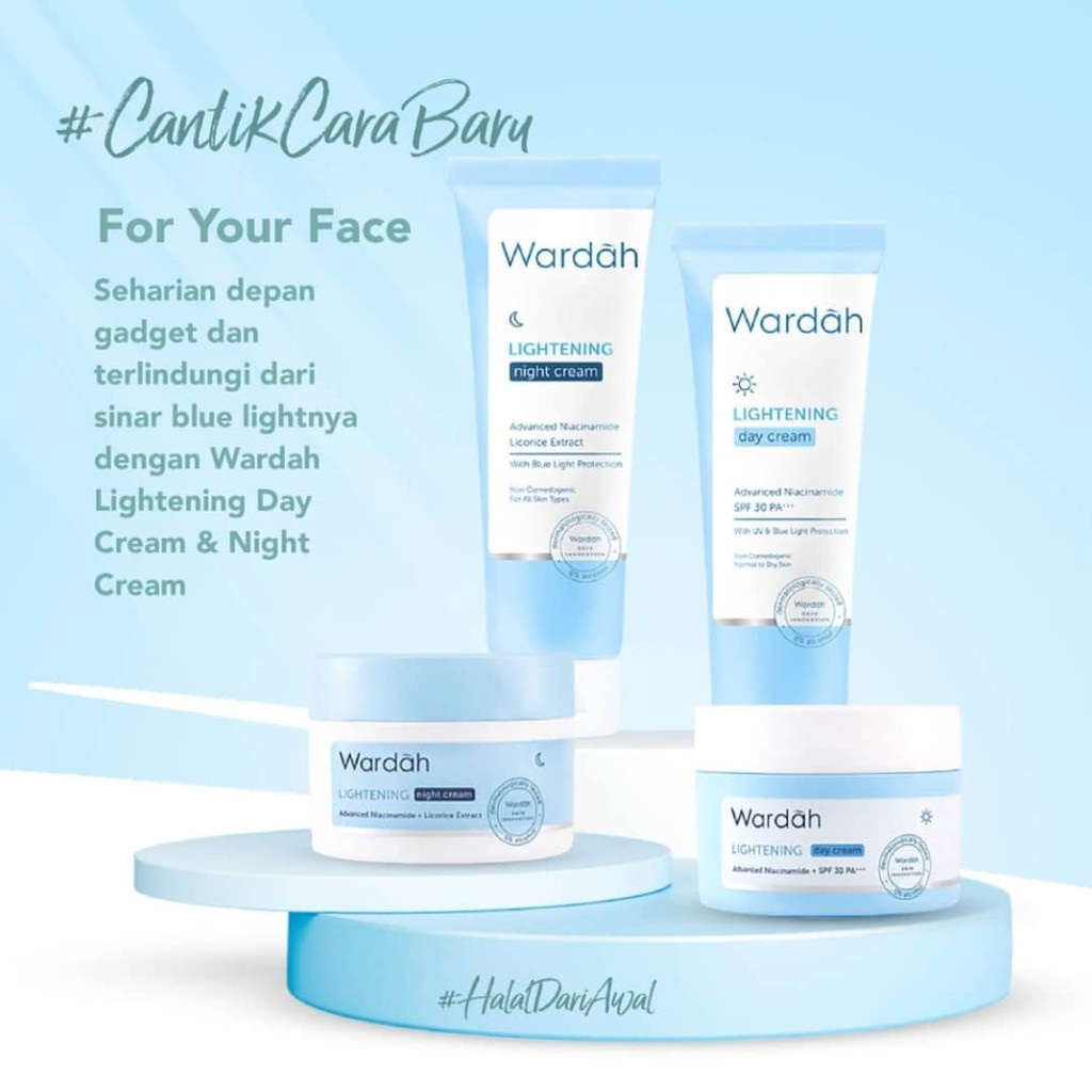 Wardah Lightening Day And Night Cream Advanced Niacinamide 30g 20ml - Pelembab dengan Advanced Niacinamide