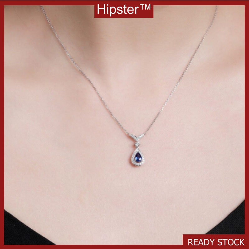 Retro Affordable Luxury Hot Sale Fashion Sapphire Pendant Diamond-Studded Necklace