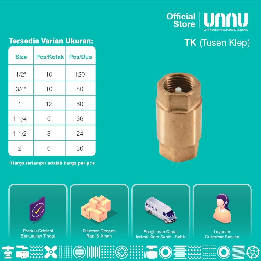 UNNU Tusen Klep - TK 1/2&quot; Premium Quality