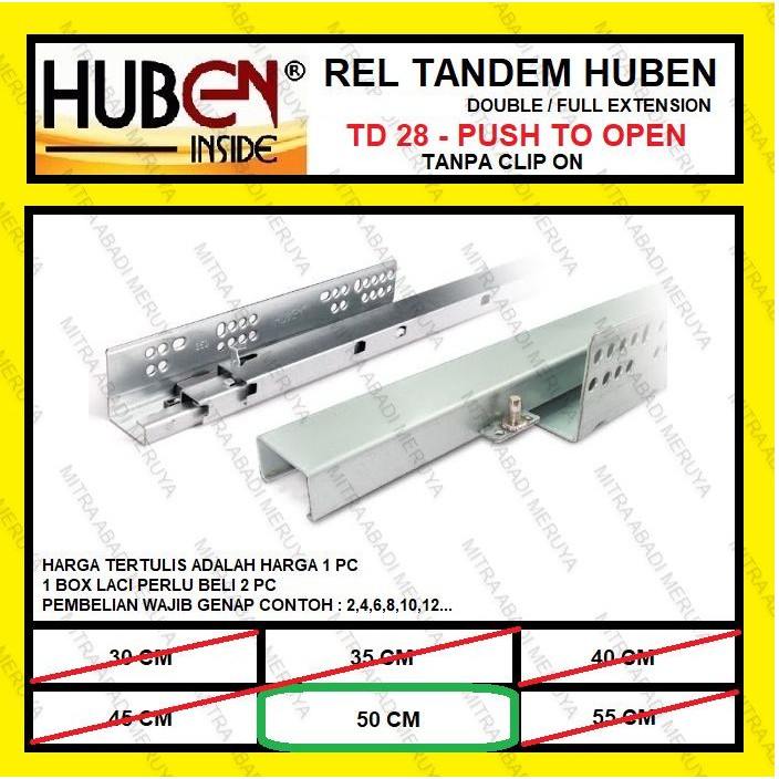 Rel Laci Tandem HUBEN 50 cm Rel Tandem Push Open HUBEN TD-28