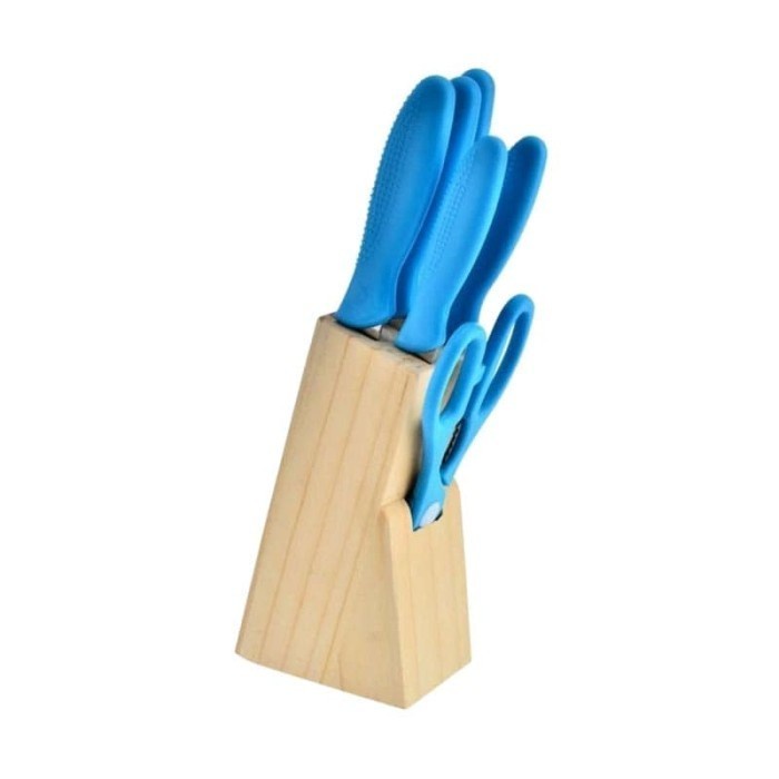 PISAU KNIFE SET 6 PCS TIMBER WARNA DENGAN WADAH PENGAMAN KAYU