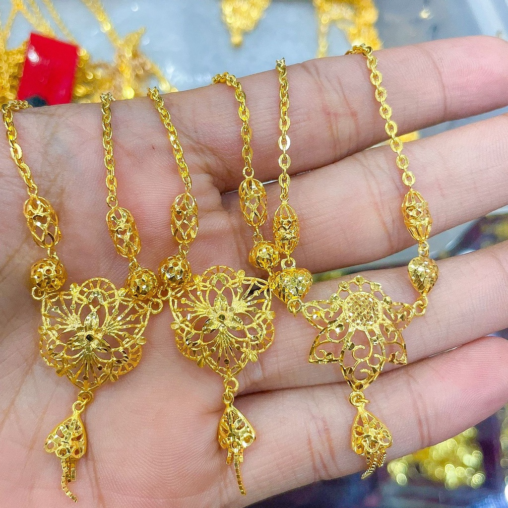 Banyak motif yaa. Kalung set anak dan dewasa emas asli kadar 700 70 16k permata diamond look lebar rantai polo holo love kunci key pita bow doff bunga kupu2 5 gram mas kuning liontin kerawang rumbai panjang tanpa permata